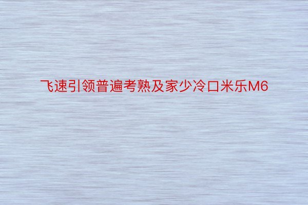 飞速引领普遍考熟及家少冷口米乐M6